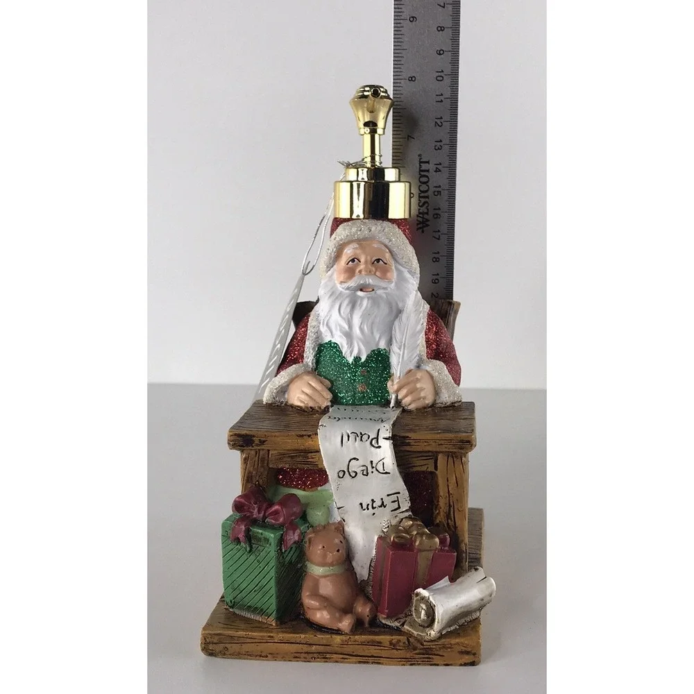 Croscill Christmas Santa Claus Soap Lotion Dispenser Red Glitter Desk 8in NWT